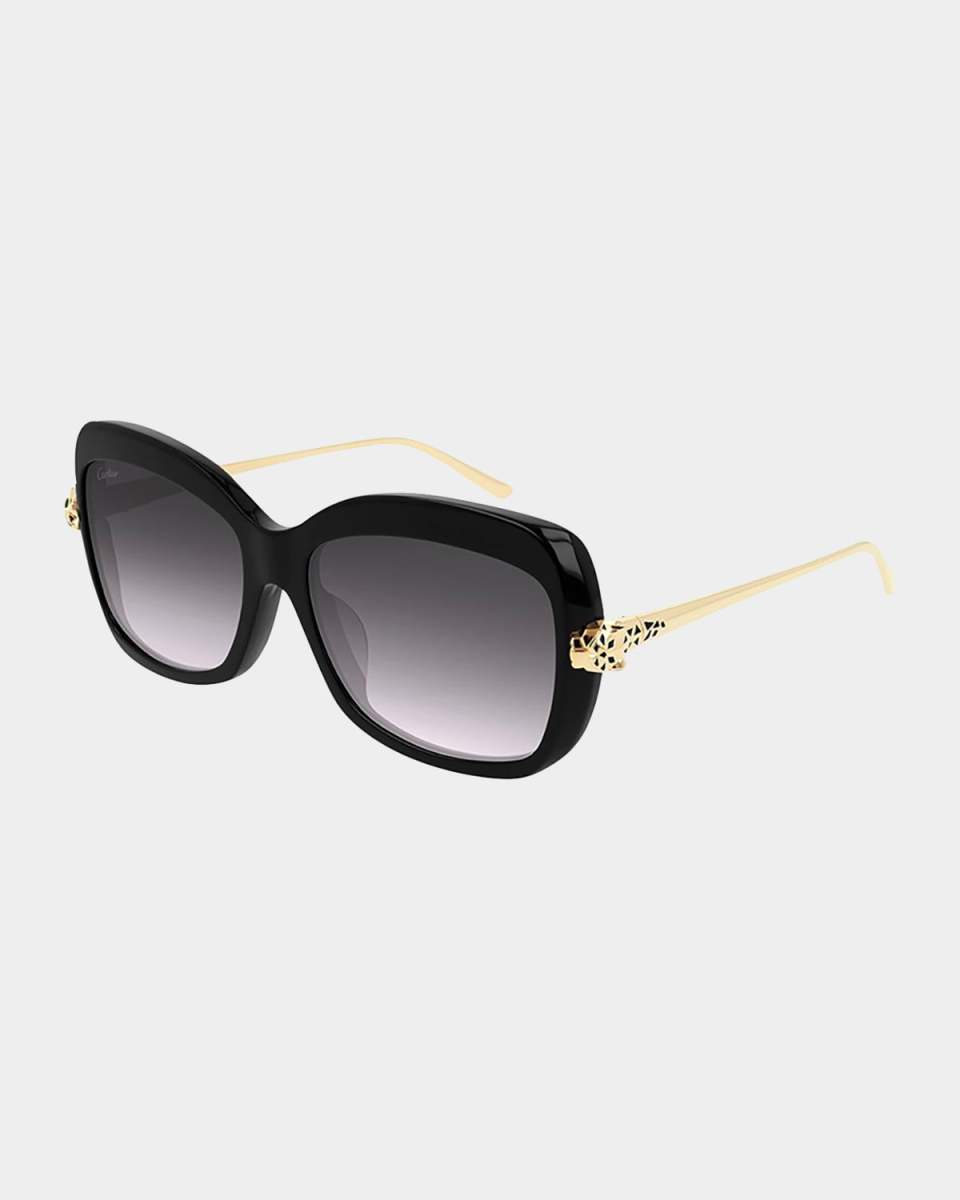 Dramatic Square Acetate/Metal Sunglasses